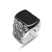 Ivy Design Black Onyx Stone 925 Sterling Silver Men's Ring