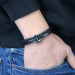 Black Anchor Knitted Leather Men's Bracelet