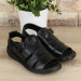 Black Genuine Leather Men's Sandals