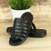 Black Inner-Outer Genuine Leather Men's Slippers