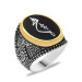 925 Sterling Silver Men's Ring With Black Enamel "None" Inscription Zircon Stone