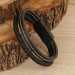 Black Knit Stitch Detail Leather Men's Bracelet