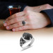 خاتم رجالي من الفضة عيار 925 بتصميم حجر الزركون لون أسود