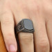 Tugra Embroidered Square Onyx Stone 925 Sterling Silver Men's Ring