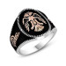 Tugra Embroidered Oval Double Eagle Motif 925 Sterling Silver Men's Ring