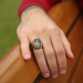 Tugra Motif Black Enamel 925 Sterling Silver Men's Ring