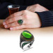 خاتم من الفضة  عيار 925 للرجال مزين بحجر الزركون لون اخضر تصميم بيضاوي