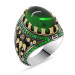 خاتم رجالي من الفضة عيار 925 بتصميم بيضاوي من حجر الزركون لون اخضر