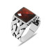 Chain Design Facet Red Zircon Stone 925 Sterling Silver Men's Ring