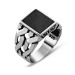 خاتم رجالي من الفضة عيار 925 بتصميم سلسلة مرصع بحجر أونيكس بلون أسود