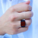 925 Sterling Silver Men's Ring With Zircon Stone Embroidered Domed Agate Stone