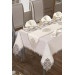 Tablecloth Set 26 Pieces, Cream-Silver Color Elegant