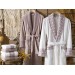 Aria Cotton And Jacquard Bathrobe Set In Cream-Tile Color