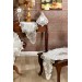 5-Piece Living Room Tablecloth Set, Cream Velvet Fabric