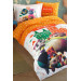 طقم غطاء لحاف للاطفال لون برتقالي Cats Style