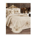 Bed Cover Set Decorated With French Lace, Cream Color