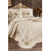 Bed Cover Set Decorated With French Lace, Cream Color