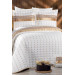 Luxurious Turkish Bedspread For Two (Two Doubles) Micro Cream-Gold Color