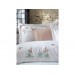 Cappuccino-Cream Embroidered Duck Duvet Cover Set In Cotton And Sateen