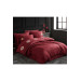 Elegant Double Duvet Cover Set, Made Of Cotton Satin, Embroidered In Claret Red / Burgundy Olimpos