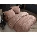 Zeugma Double Duvet Cover Set, Elegant, Embroidered In Light Brown Color, Made Of Cotton Satin