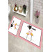 Luxurious Rectangular 2-Piece Flamingo Design Bath Mat/Rug Set In Powder Color