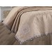 French Lace Omara 3 Piece Bedspread Set Cappucino