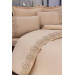 Double Duvet Cover Set Of French Guipure In Betül Cappuccino Color