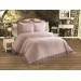 Bed Cover Set (Bedspread) Decorated With French Lace Powder Color