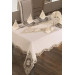Luxury French Guipure Tablecloth Set Of 18 Pieces In Gold-Acro/Off-White/Light Cream