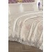 طقم السرير للعرائس من قماش الجبر الفرنسي لون كريمي