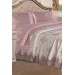 طقم السرير للعرائس من قماش الجبر الفرنسي لون بودرة