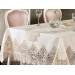 French Guipure Ruby Tablecloth Set 26 Pieces Ecru Gold