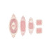 5-Piece French Velvet Lace Living Room Table Runner Set, Iridescent Pink