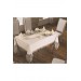 Yasemin Tablecloth Made Of French Velvet And Guipure, Gold-Acro/ Off-White/ Light Cream
