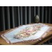 Luxurious Embroidered Tassels Cover/Table Runner In Gray Golden Rose Love