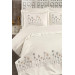 Silk Embroidered Double Duvet Cover Set Cream - Gray