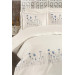 Silk Embroidered Double Duvet Cover Set Cream - Blue