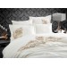 Jenna Cream Embroidered Cotton Sateen Double Duvet Cover Set