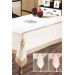 Cream-Colored Tulip Embroidered Tablecloth - Cappuccino