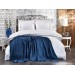 Luxurious Embroidered 7 Piece Bridal Bedding Set Dark Blue-Indigo Lama