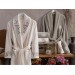 Larosa Embroidered Luxurious Cotton Bathrobe/Robe Set In Cream-Beige Color