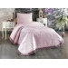 غطاء سرير لشخص واحد مبطن ومزين بالدانتيل لون وردي