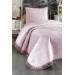 غطاء سرير لشخص واحد مبطن ومزين بالدانتيل لون وردي