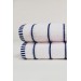 Double Cotton Bath Towel Set, White-Blue Line