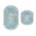 2-Piece Oval Fringe Oval Fringe Anti-Skid Floor Bath Mat/Rug Set In Turquoise