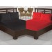 طقم شرشف/غطاء سرير زوجي مطاطي لون أحمر- أسود Perla