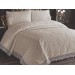 Smirna Lace Quilted Single Bedspread Open Cappucino