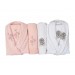 100% Cotton Embroidered Bathrobe/Robe Set Of 4 Pieces Cream-Lilac Skar