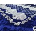 A Turkish Velvet Prayer Rug, Embroidered In Navy Blue